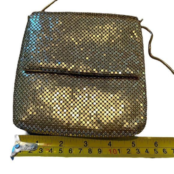 Gold Mesh Purse Handbag Evening Metal Bag Crossbody Vintage 80s 90s Top Mark - Picture 8 of 11